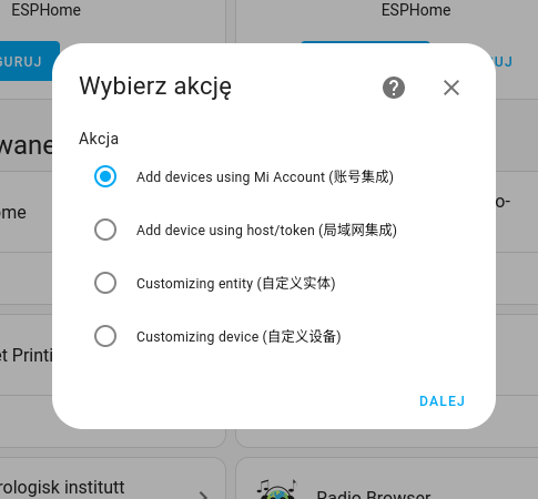 Konfiguracja Xiaomi Miot