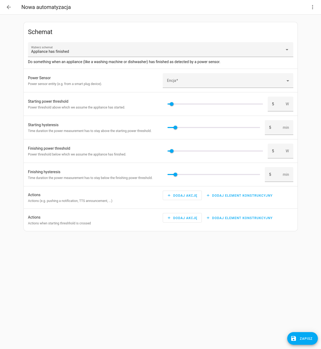 Edycja automatyzacji na podstawie schematu