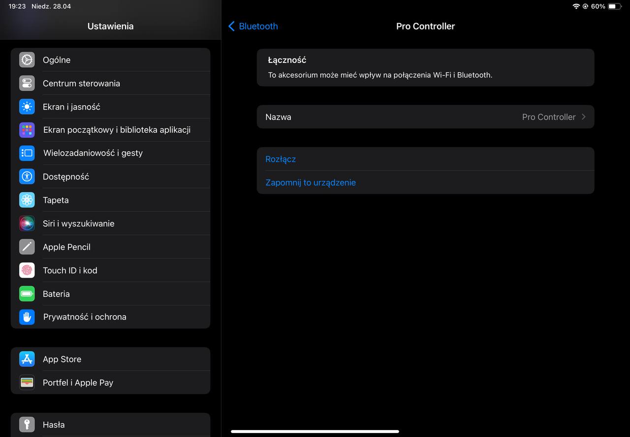 Parowanie kontrolera na iPadOS